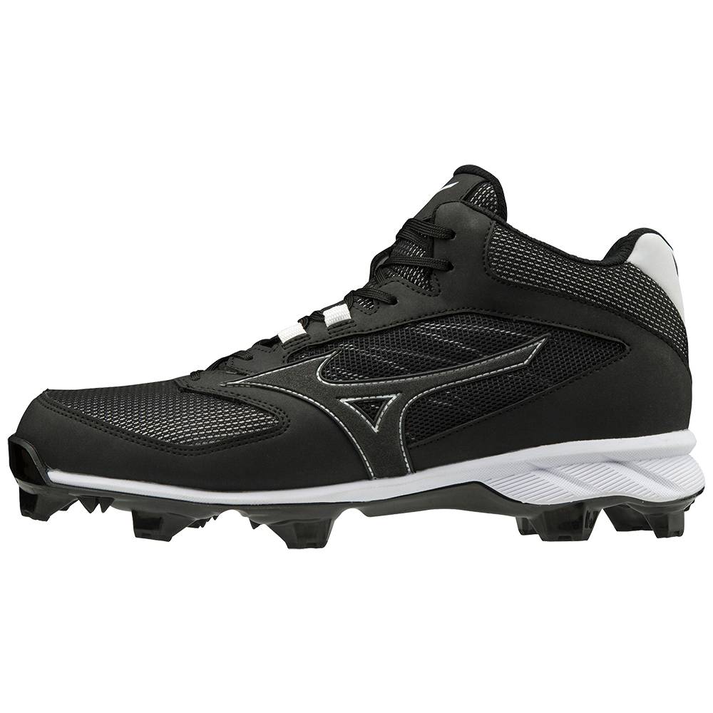 Mens Mizuno 9-Spike Advanced Dominant TPU Mid Molded Baseball Cleats Black/White Philippines (RCHBUN